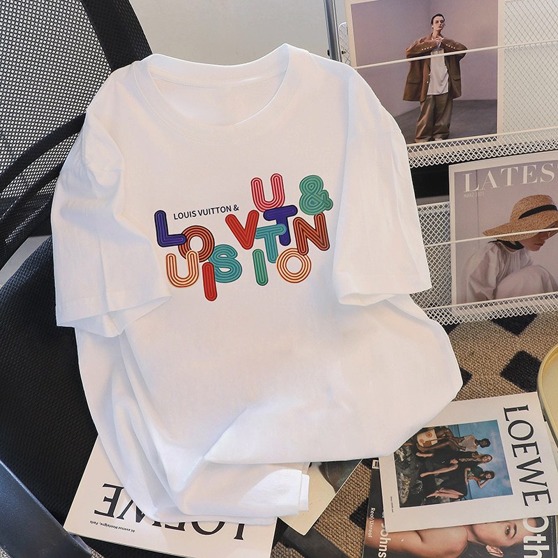 2025夏新款网红同款短袖T恤女修身显瘦百搭彩色字母体恤上衣小衫,女装/女士精品,真丝上装,淘宝优惠券,粉丝福利购,淘宝优惠卷