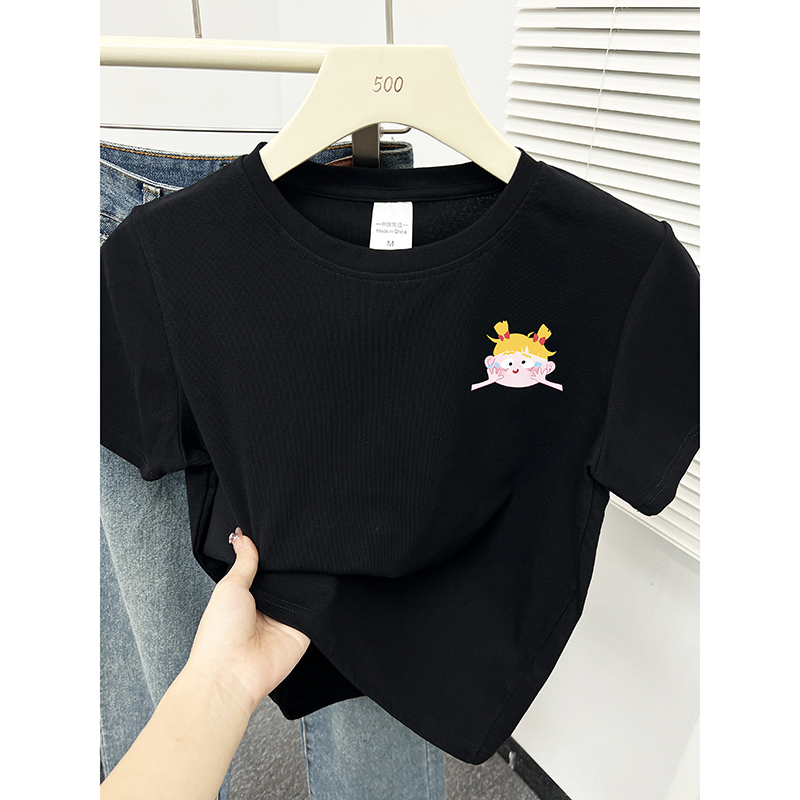 捡漏辣妹穿搭闺蜜上衣夏季新款减龄前后印花显瘦正肩短袖T恤男女