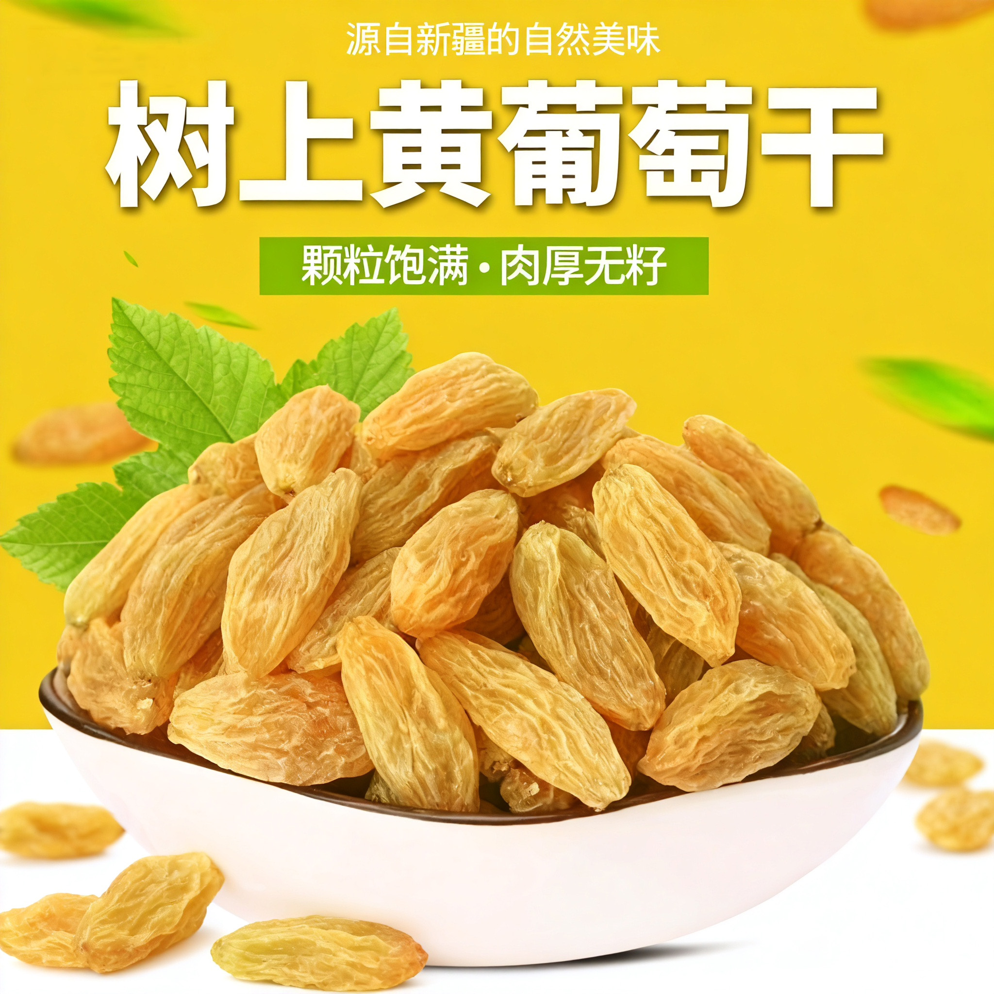 新疆树上黄葡萄干1斤新货吐鲁番葡萄干新品原色水果干500g