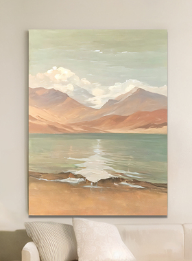 奶油风丙烯肌理手绘油画客厅挂画