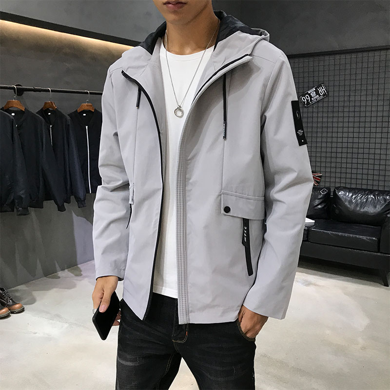 春装2021新款男士排扣男运动大码外套上衣戴帽夹克JK3011，男装夹克，星座1904B