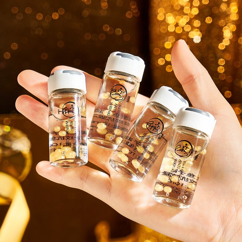 黑金鱼子酱凝露紧致淡纹抗皱抗氧修护补水保湿精华液女面部护肤品