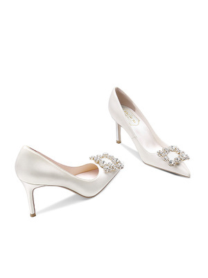 缎面婚鞋新娘鞋伴娘高跟鞋