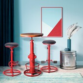 复古工业风自行车造型吧桌椅咖啡厅民宿升降吧凳高脚椅家用PU座椅