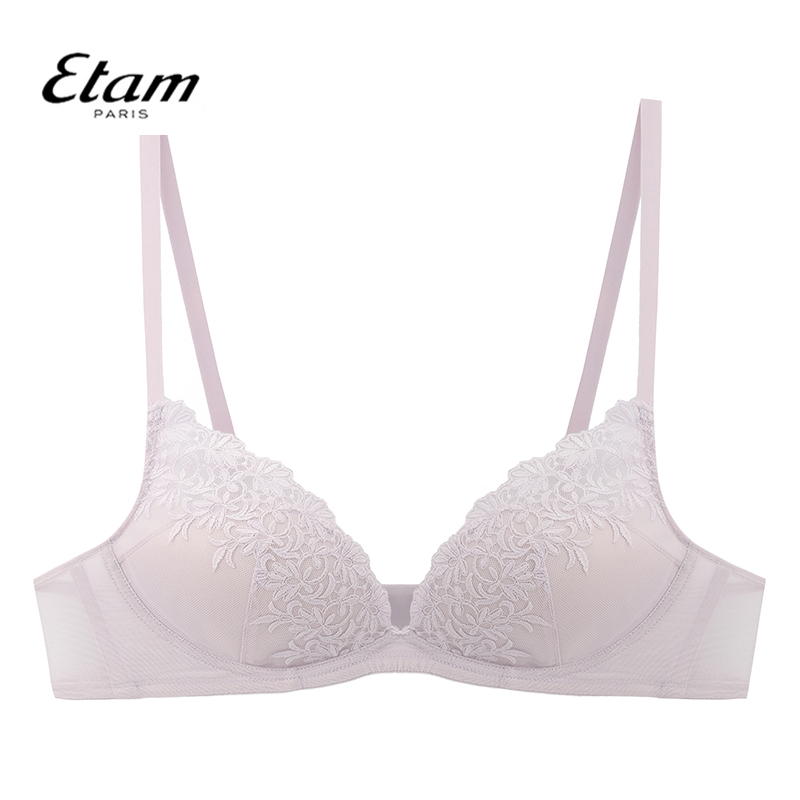 Etam刺绣3/4杯柔软无钢圈小胸聚拢文胸法式内衣女 W322DI0127