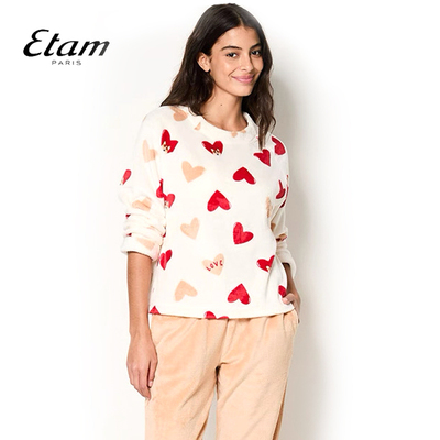 Etam法式短绒保暖家居服两件套女休闲睡衣可外穿套装W324DL1302