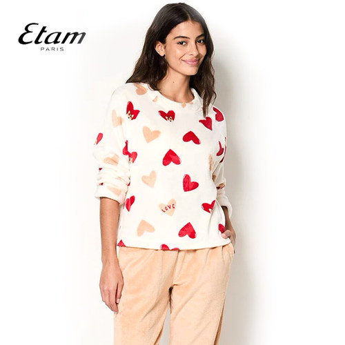 Etam法式短绒保暖家居服两件套女休闲睡衣可外穿套装W324DL1302
