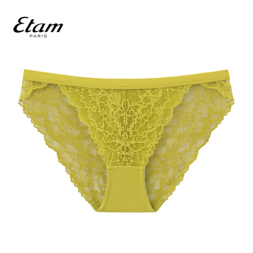 Etam 暗涌系列法式内裤女性感高衩低腰全蕾丝三角内裤W321DI0207