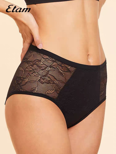 Etam ThePeriodPanty经期三角裤女法式中腰蕾丝防水吸收面料内裤