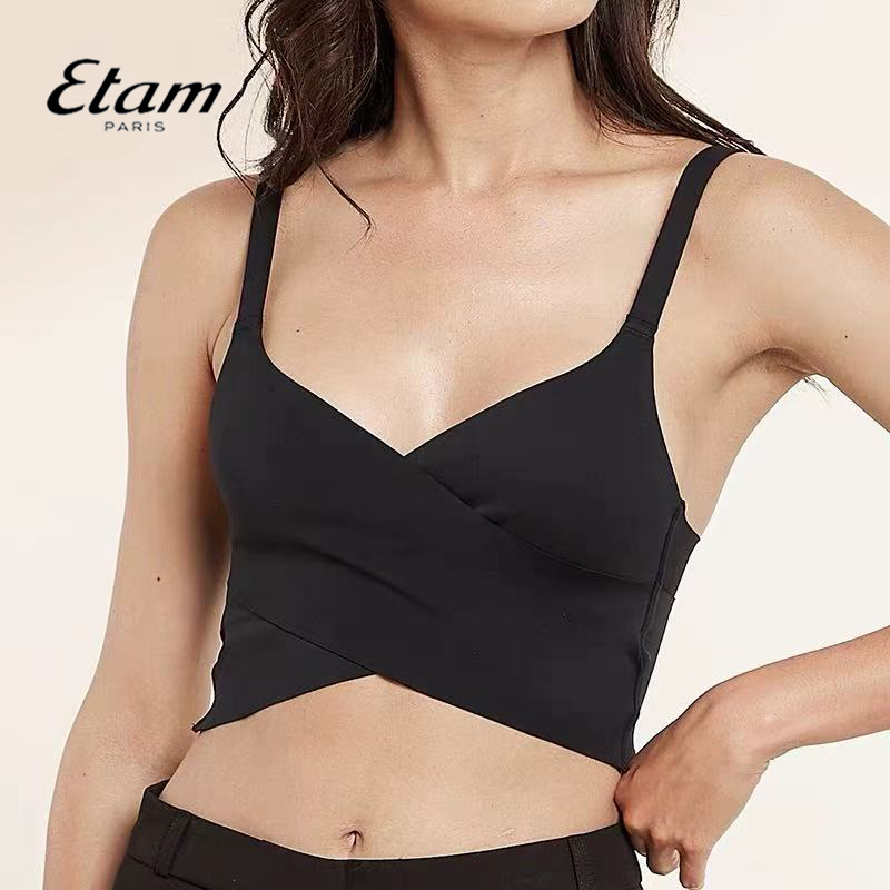 Etam交叉绑带一片式文胸轻运动高弹背心无钢圈小胸内衣W321DI0101