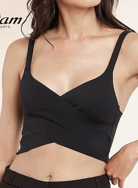 Etam交叉绑带一片式文胸轻运动高弹背心无钢圈小胸内衣W321DI0101