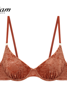 Etam无衬垫钢圈文胸上托聚拢丝绒细肩带性感内衣女 W322DI0116
