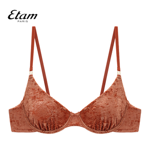 Etam无衬垫钢圈文胸上托聚拢丝绒细肩带性感内衣女 W322DI0116