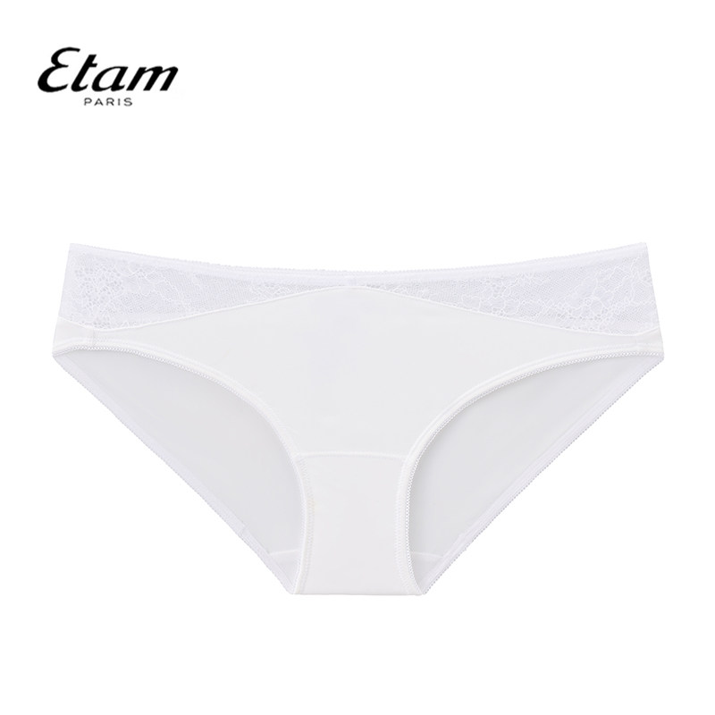 Etam女士内裤亲肤柔软三角裤简约纯色性感蕾丝内裤W121DI0208图片