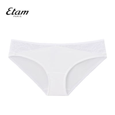 Etam女士内裤亲肤柔软三角裤简约纯色性感蕾丝内裤W121DI0208