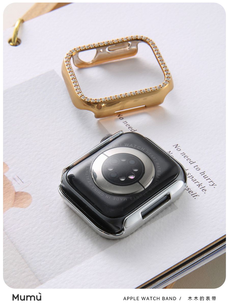 WOOD WOOD PLATING DIAMONDS AND EDGING FOR S9 APPLE WATCH APPLE WATCH S7 S8 SE2 6 5 PROTECTIVE CASE