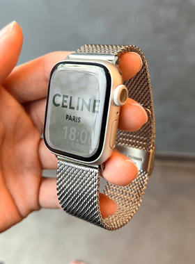 木木秋夏金属高质感手表带s9男女款s78代适用于applewatch6SE