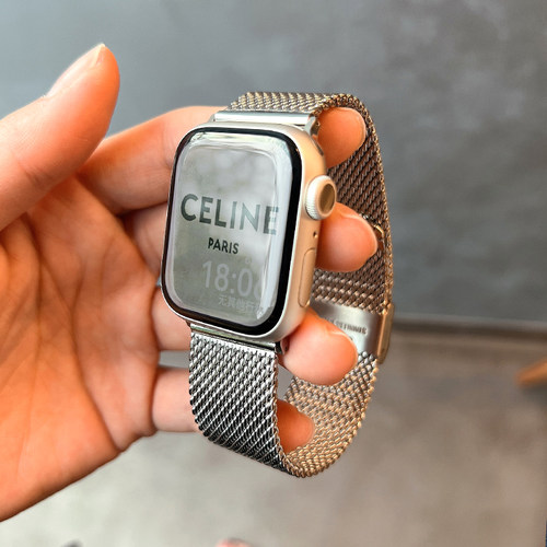 木木秋夏金属高质感手表带s9男女款s78代适用于applewatch6SE