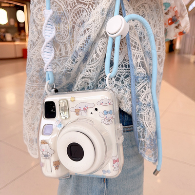 富士拍立得mini12/11/SE/8/9/25/7+/7CS透明保护壳可爱挂绳保护套