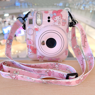 拍立得保护壳透明硬壳斜跨背带绳