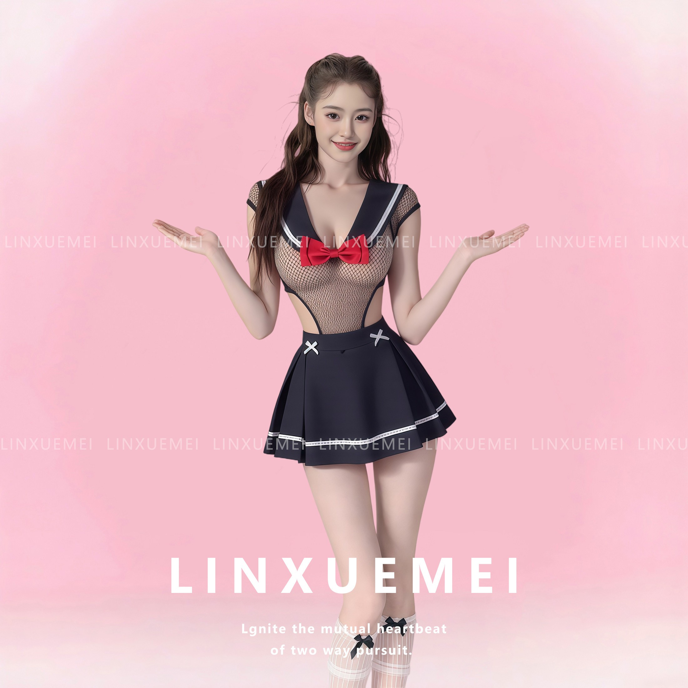 绫学妹媚眼迷离qqny性感水手服纯欲镂空JK短裙连体制服睡衣套装裙