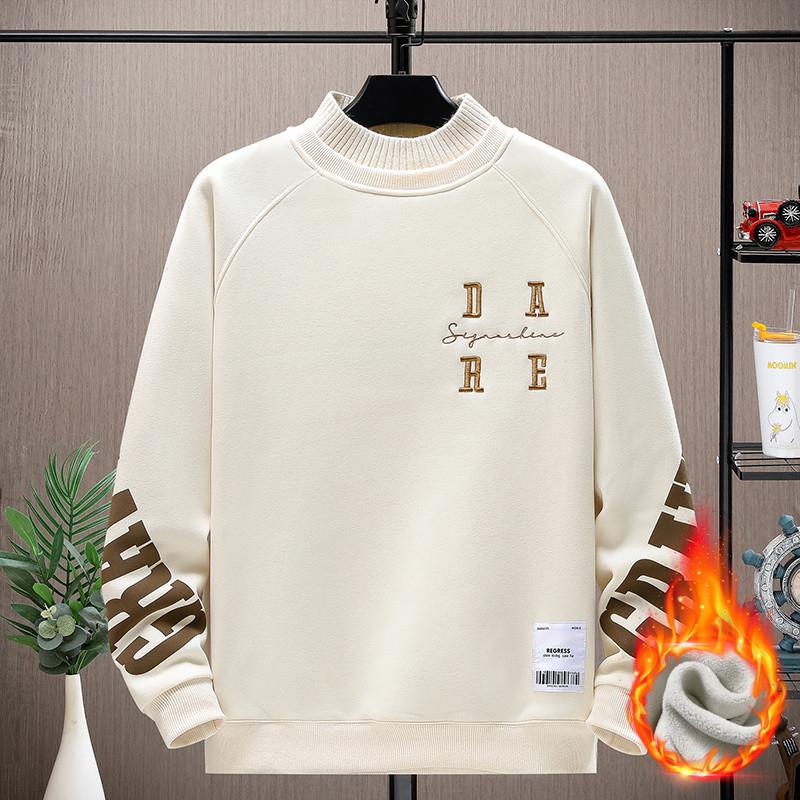 高中学生秋冬季新款半高领卫衣男孩加绒加厚打底衫初中生上衣服潮