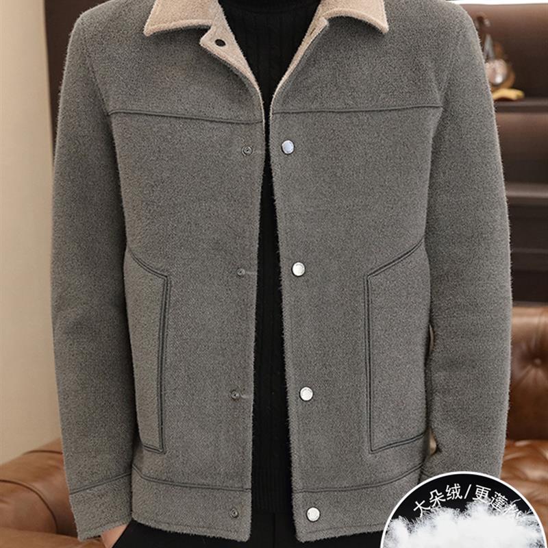 秋冬季新款毛呢羽绒服男士轻薄商务休闲呢子夹克高端保暖防寒外套