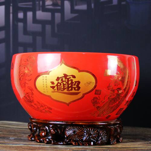 景德镇陶瓷大聚宝盆招财聚财摆件水培无孔客厅招财进宝桌面花卉