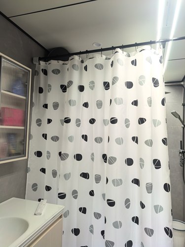 出口防水速干涤纶纺织布浴帘卫生间淋浴隔断帘窗帘水墨碎花防贴身