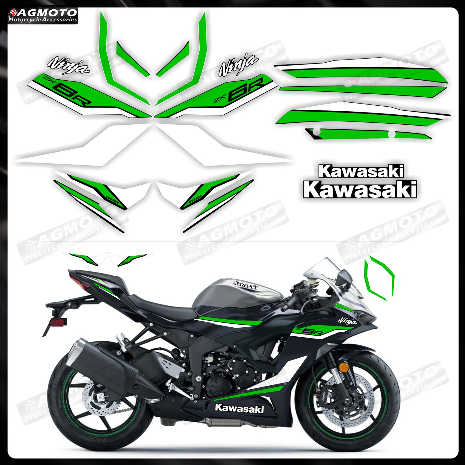 摩托车贴纸川崎ZX6R ZX-6R 2019-2025改色定制防水版画贴纸反光贴