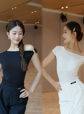 傲睨舞服拉丁舞服摩登舞服上衣练舞教课夏季两穿连体操服Q88