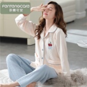 夹层睡衣女2022年新款 纯棉长袖 空气棉薄款 春秋冬季 家居服套装