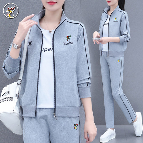 公鸡纯棉三件套运动服套装
