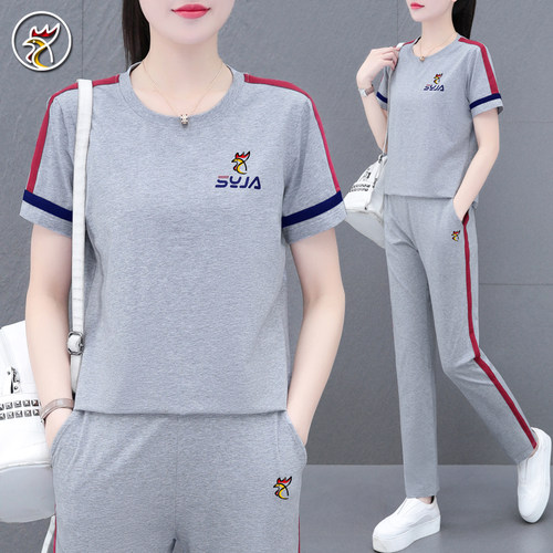 公鸡纯棉大码运动服两件套