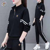 品牌 大码 蝙蝠衫 女春秋新款 宽松休闲跑步卫衣两件套 运动服套装