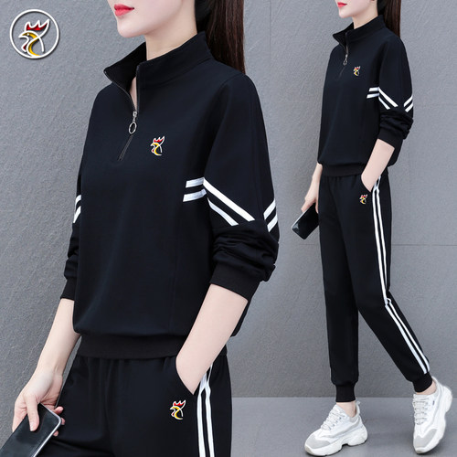 公鸡纯棉蝙蝠衫套装运动服两件套