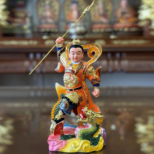 哪吒三太子香樟木雕家用客厅摆件
