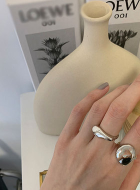 欧美S925镀银异形不规则戒指女时尚气质几何开口指环创意食指戒潮