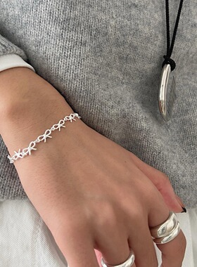 甜美蝴蝶结百搭手链女时尚网红创意小众设计感S925镀银手环手饰潮