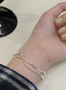 基础简约线条缠绕手链女冷淡风个性时尚气质S925镀银手环百搭手饰