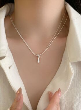 双层水滴项链女简约时尚几何小巧精致百搭轻奢锁骨链ins风颈链潮