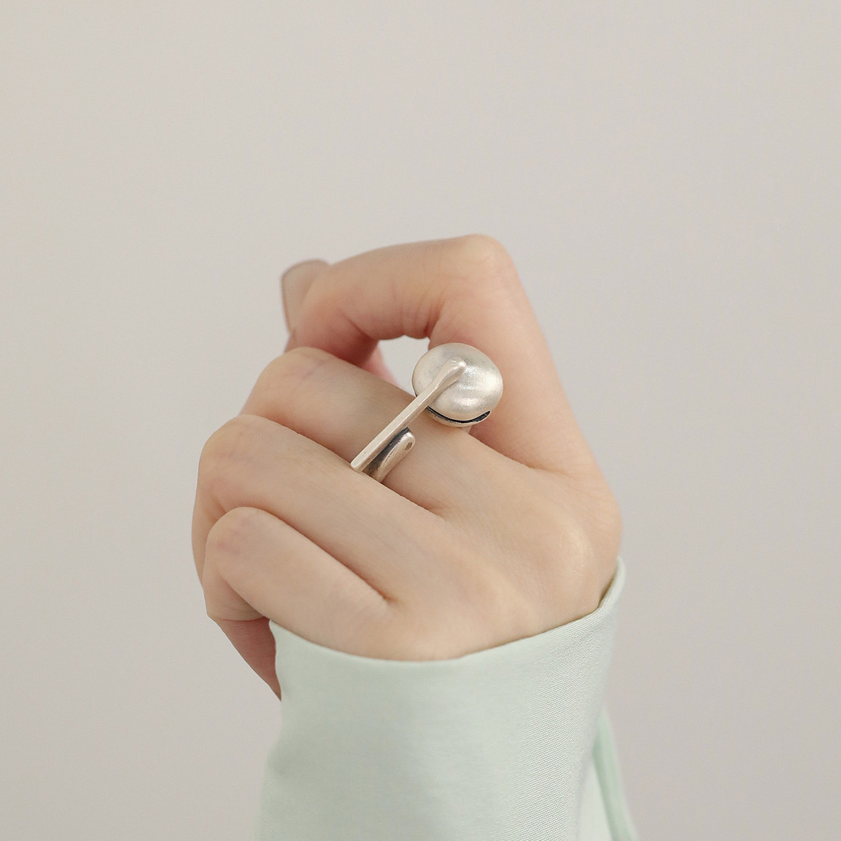 功德能量敲木鱼戒指女小众设计感网红时尚个性开口指环ins食指戒