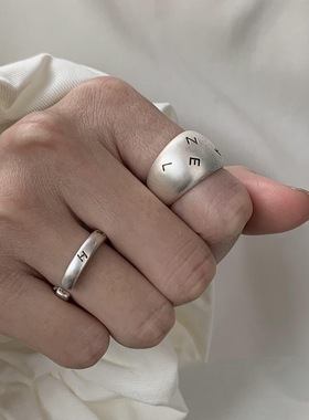 复古做旧字母戒指女甜酷叠戴百搭个性嘻哈开口指环网红创意食指戒