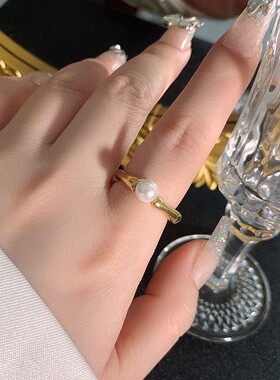 简约精致冷淡风戒指女几何方形时尚波浪气质S925镀银开口食指环潮