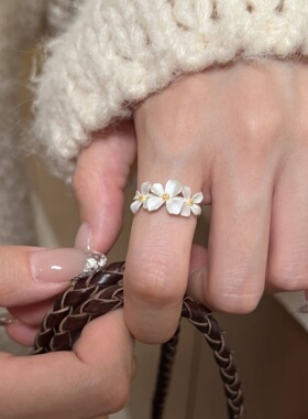 甜美韩版栀子花戒指女立体精致花朵开口指环ins风小清新食指戒潮