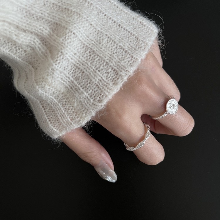 麻花人像戒指女甜酷叠戴百搭个性小众设计感开口指环网红食指戒潮