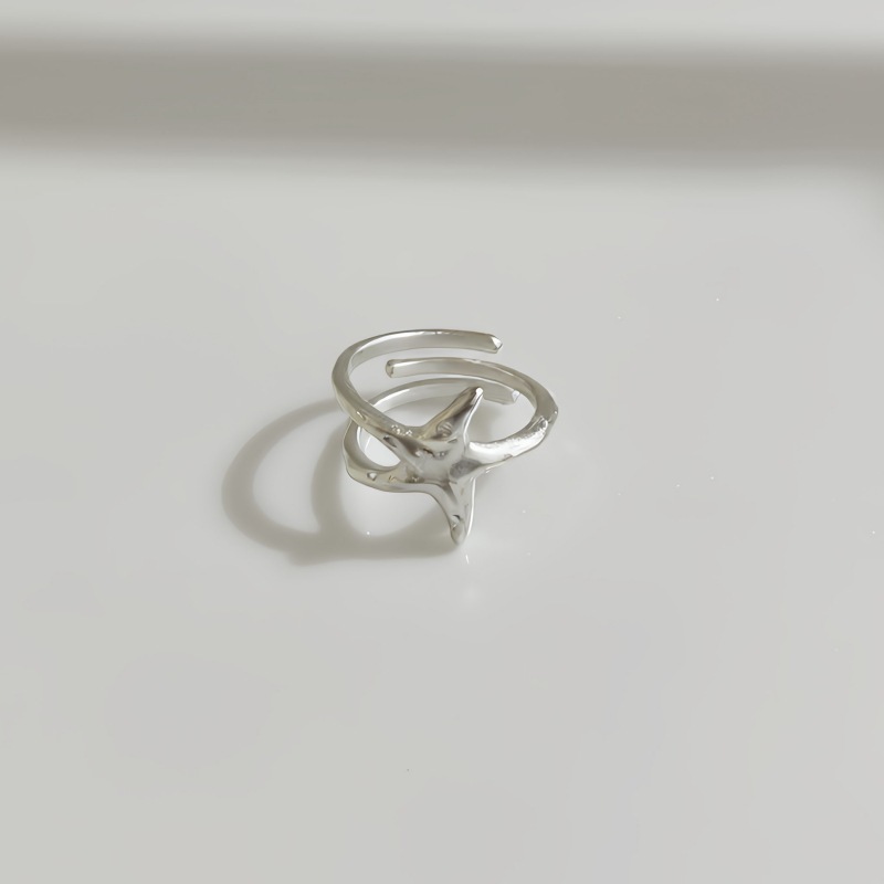 甜美气质海星戒指女几何五角星型简约百搭开口指环ins风食指戒潮