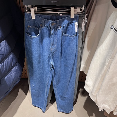 匡威纯色经典时尚潮流个性宽松直筒蓝色牛仔休闲长裤男款10027289