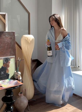 SOFTSELF薄雾梦泽新款简约设计感重工塔克褶吊带伞裙