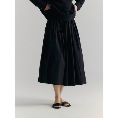 SoftSelf·薄雾梦泽黑色郝本风半身裙女气质显瘦百搭大摆伞裙长裙